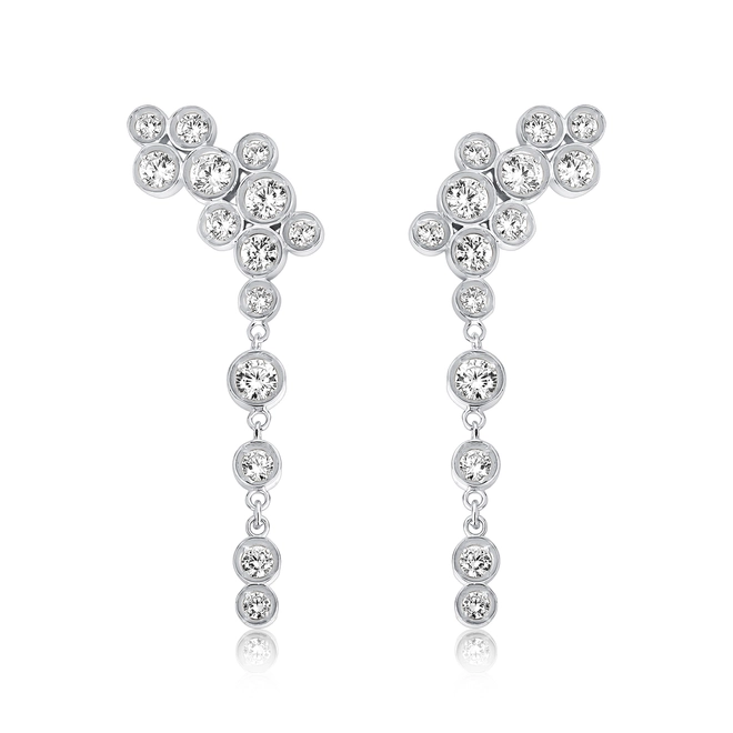 Brinco Bubble Ear cuff pingente em prata 925 módulos circulares bolhas de Zircônias 1