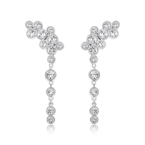 Brinco Bubble Ear cuff pingente em prata 925 módulos circulares bolhas de Zircônias