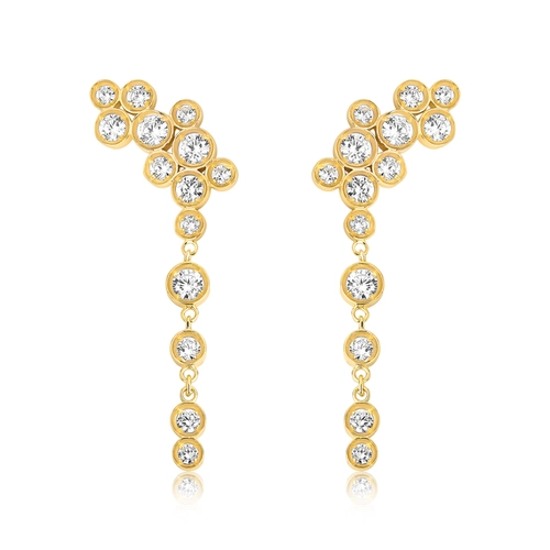 Brinco Bubble Ear cuff pingente em prata 925 dourada módulos com bolhas de Zircônias