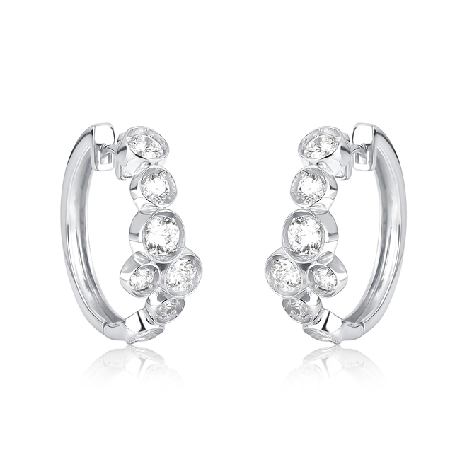 Brinco Bubble argola click em prata 925 com módulos circulares bolhas de Zircônias 1