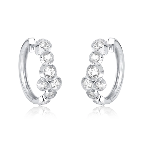 Brinco Bubble argola click em prata 925 com módulos circulares bolhas de Zircônias