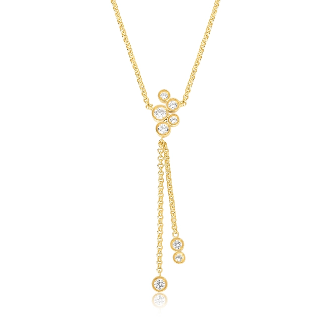 Gargantilha Bubble gravatinha em prata 925 banho dourado módulos com bolhas de Zircônias 1