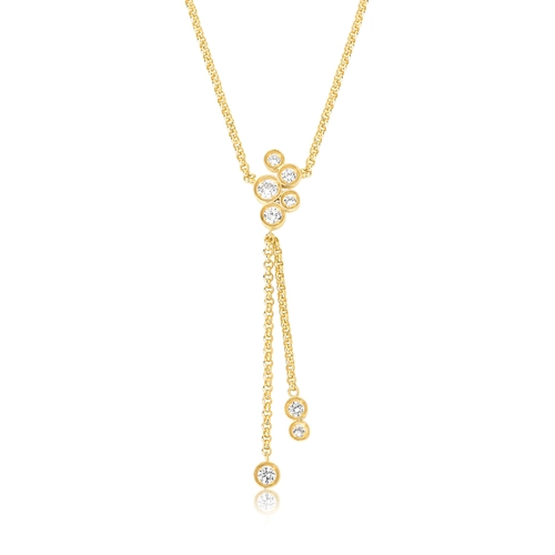 Gargantilha Bubble gravatinha em prata 925 banho dourado módulos com bolhas de Zircônias