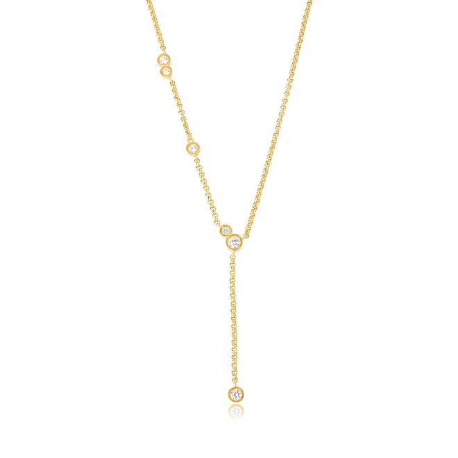 Gargantilha Bubble gravatinha em prata 925 banho dourado módulos com bolhas de Zircônias 1