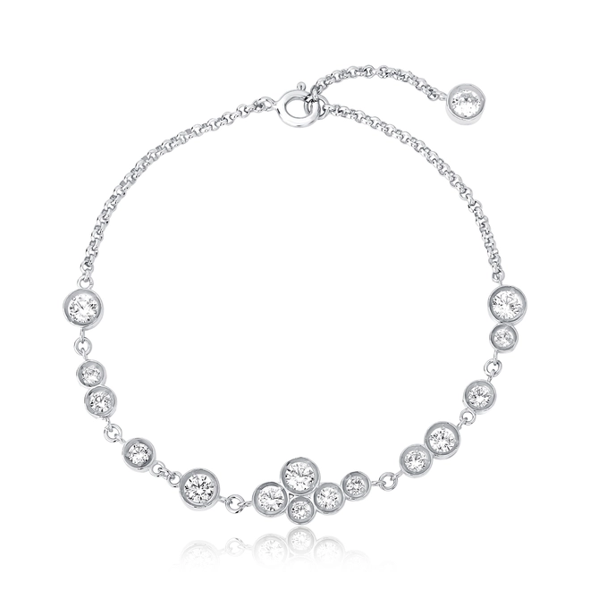 Pulseira Bubble de elos em prata 925 módulos circulares com bolhas de Zircônias brancas 1