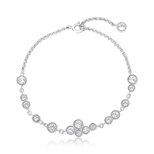 Pulseira Bubble de elos em prata 925 módulos circulares com bolhas de Zircônias brancas