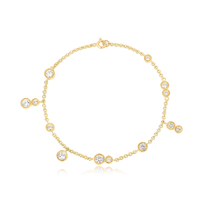 Pulseira Bubble de elos em prata 925 dourada módulos com bolhas de Zircônias 1