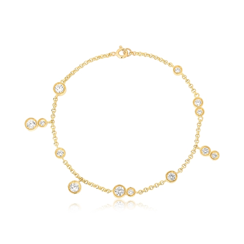 Pulseira Bubble de elos em prata 925 dourada módulos com bolhas de Zircônias