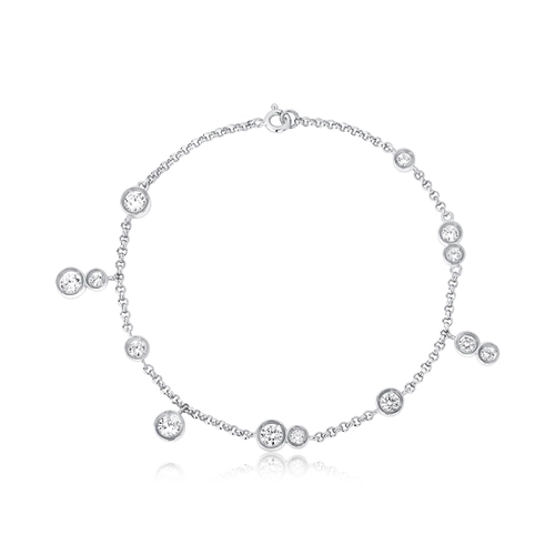 Pulseira Bubble de elos em prata 925 pingentes módulos circulares com bolhas de Zircônias