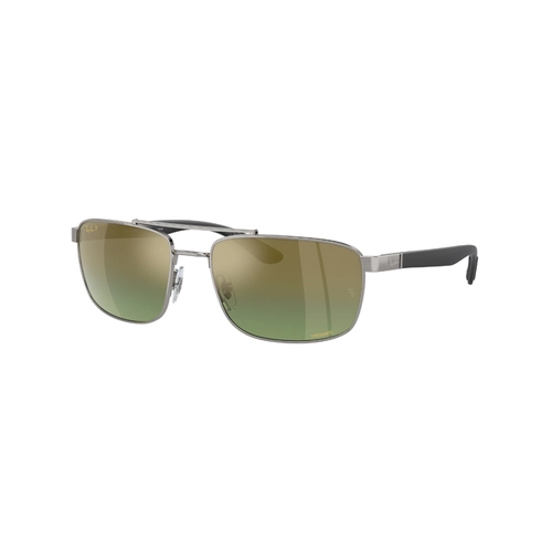 Óculos de Sol Ray-Ban 0RB3737CH 004/6O60 Metal Cinza Polido com lentes na cor Marrom e Verde Degradê Chromance