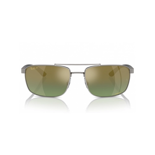 Óculos de Sol Ray-Ban 0RB3737CH 004/6O60 Metal Cinza Polido com lentes na cor Marrom e Verde Degradê Chromance