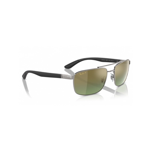 Óculos de Sol Ray-Ban 0RB3737CH 004/6O60 Metal Cinza Polido com lentes na cor Marrom e Verde Degradê Chromance