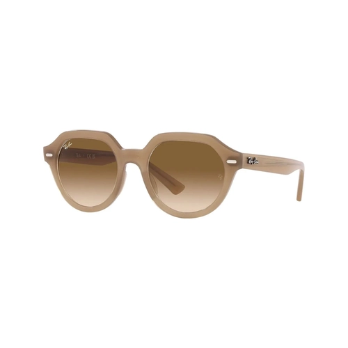 Óculos de Sol Ray-Ban Gina 0RB4399 61665151 Propionato Bege com lentes na cor Marrom Degradê