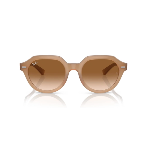 Óculos de Sol Ray-Ban Gina 0RB4399 61665151 Propionato Bege com lentes na cor Marrom Degradê