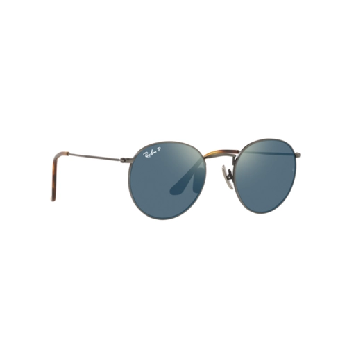 Óculos de Sol Ray-Ban Round Titanium 0RB8247 9208T050 Titânio Prata com lentes na cor Azul Espelhado Polarizado
