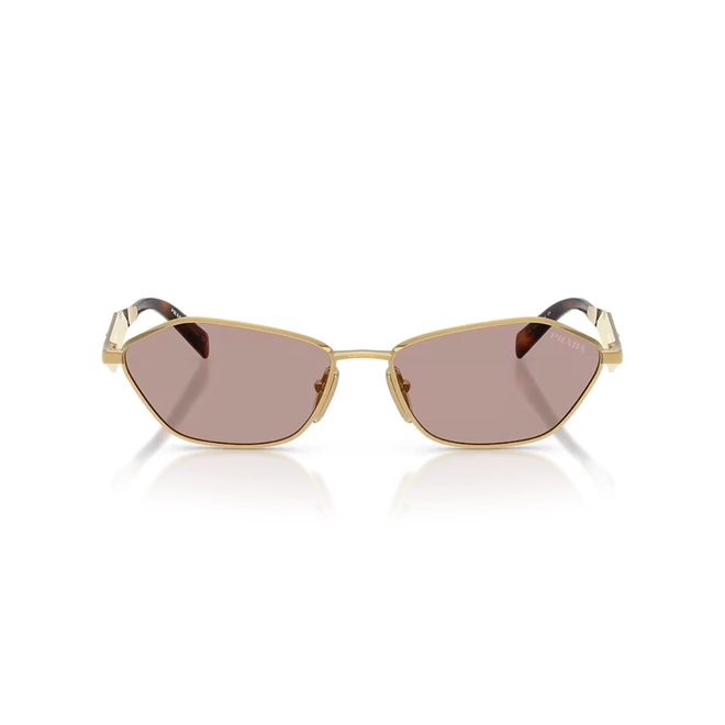 Óculos de Sol Prada 0PR D50S 5AK20I57 Metal Dourado com lentes na cor Marrom Claro 2