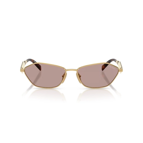 Óculos de Sol Prada 0PR D50S 5AK20I57 Metal Dourado com lentes na cor Marrom Claro