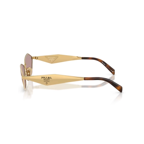 Óculos de Sol Prada 0PR D50S 5AK20I57 Metal Dourado com lentes na cor Marrom Claro