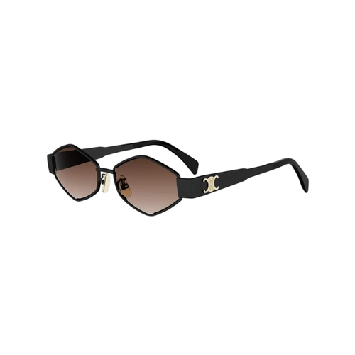 Óculos de Sol Celine Triomphe CL40254U_5401F Metal Preto com lentes na cor Marrom Degradê