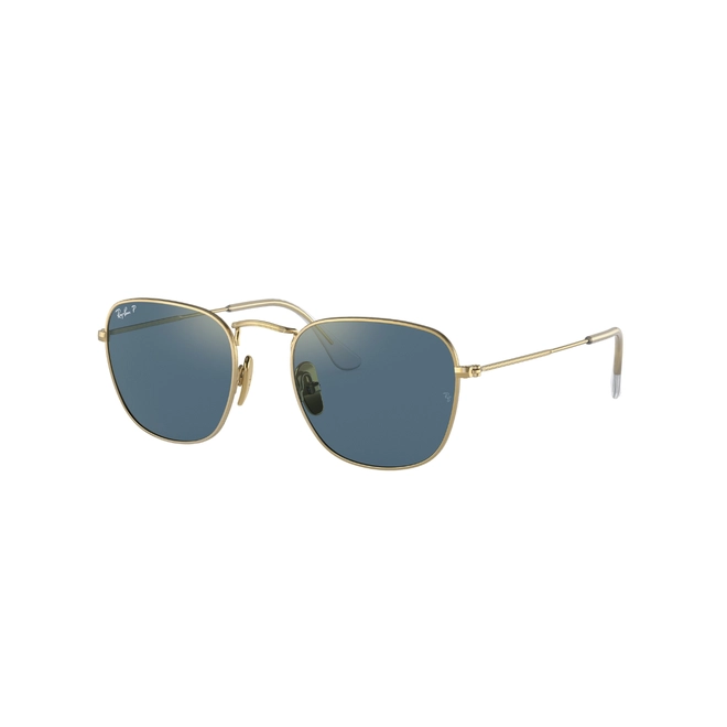 Óculos de Sol Ray-Ban Frank 0RB8157 9217T051 Titânio Dourado com lentes na cor Azul Polarizado 1