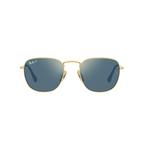 Óculos de Sol Ray-Ban Frank 0RB8157 9217T051 Titânio Dourado com lentes na cor Azul Polarizado