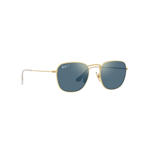 Óculos de Sol Ray-Ban Frank 0RB8157 9217T051 Titânio Dourado com lentes na cor Azul Polarizado
