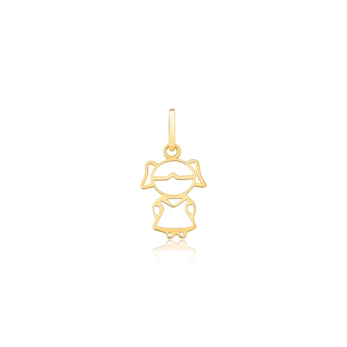 Pingente Filhos boneca ouro 18k menina vazada