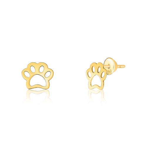 Brinco Stud Pets em ouro 18k patinhas vazadas polido