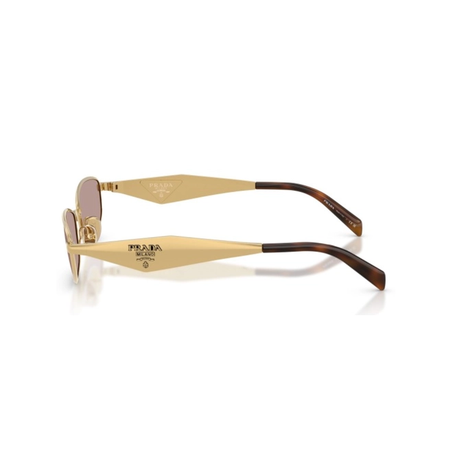 Óculos de Sol Prada 0PR D51S 5AK20I55 Metal Dourado com lentes na cor Marrom 3