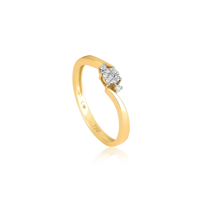 Anel aparador em ouro 18k com flor 6 pontos de Diamantes 1