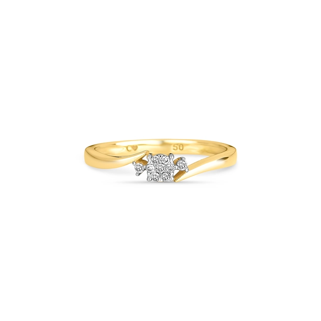 Anel aparador em ouro 18k com flor 6 pontos de Diamantes 2