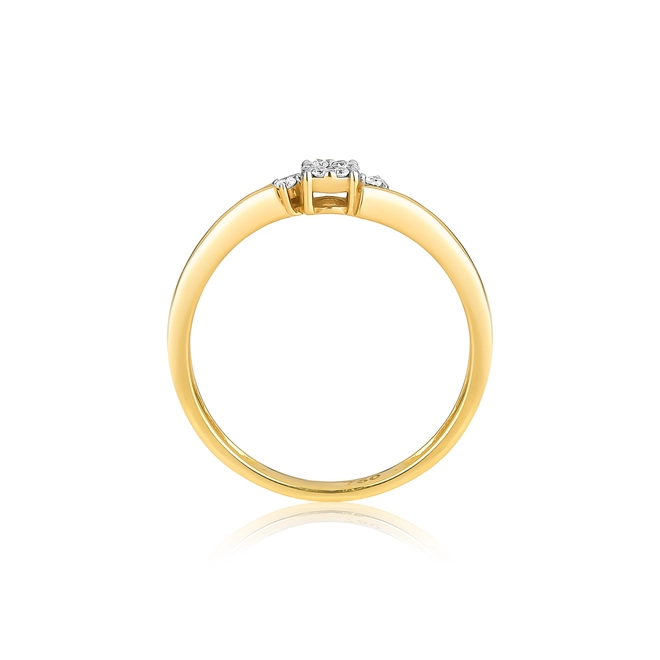 Anel aparador em ouro 18k com flor 6 pontos de Diamantes 3
