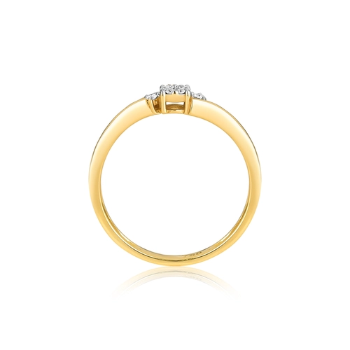 Anel aparador em ouro 18k com flor 6 pontos de Diamantes