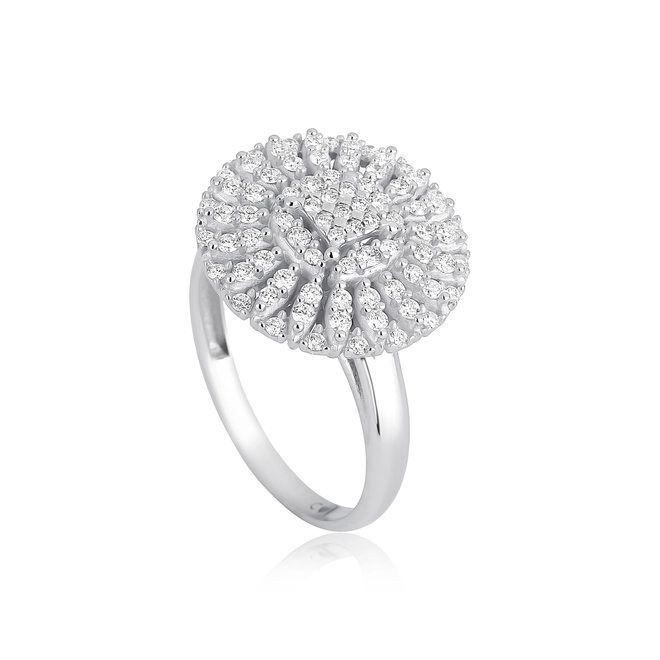 Anel chuveiro em ouro branco 18k flor com 65,6pts de Diamantes 1