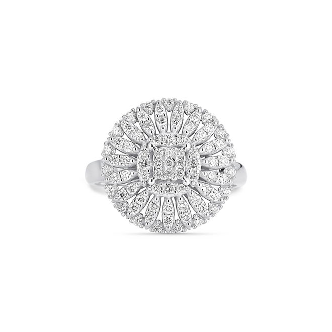 Anel chuveiro em ouro branco 18k flor com 65,6pts de Diamantes 2