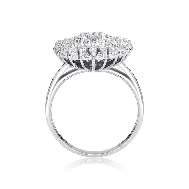 Anel chuveiro em ouro branco 18k flor com 65,6pts de Diamantes 3