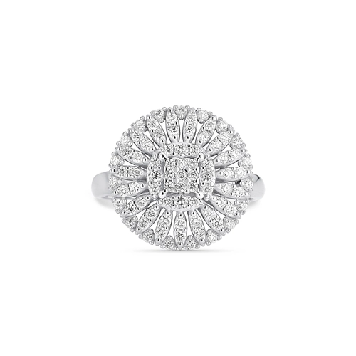 Anel chuveiro em ouro branco 18k flor com 65,6pts de Diamantes