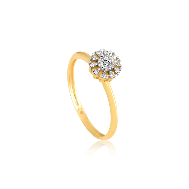 Anel Chuveiro em ouro 18k flor com 10pts de Diamantes 1