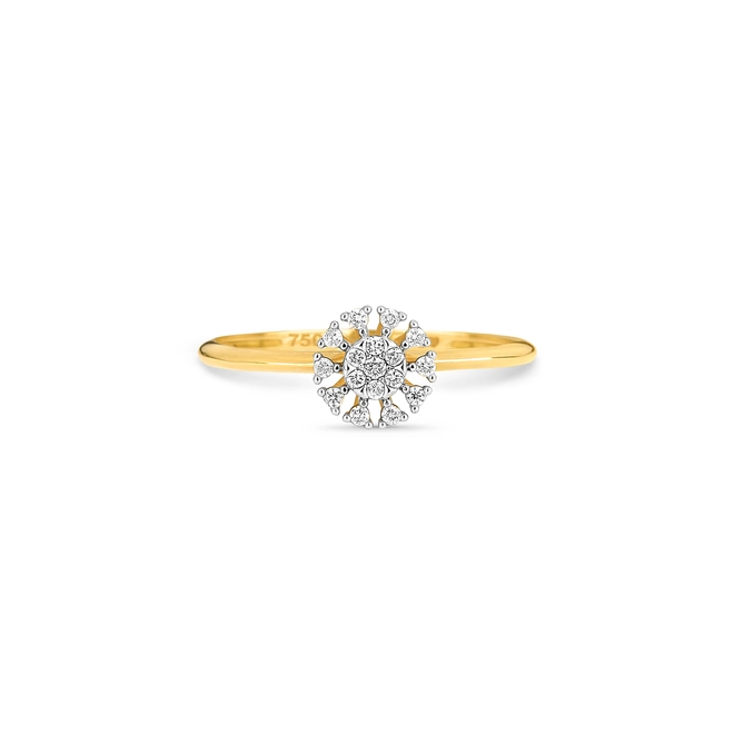 Anel Chuveiro em ouro 18k flor com 10pts de Diamantes 2
