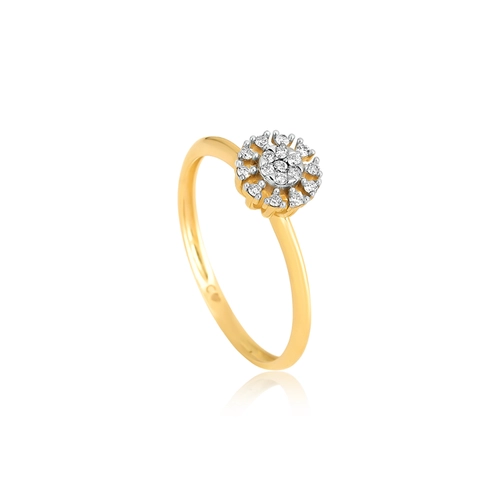 Anel Chuveiro em ouro 18k flor com 10pts de Diamantes