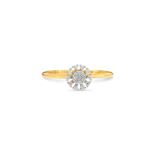 Anel Chuveiro em ouro 18k flor com 10pts de Diamantes