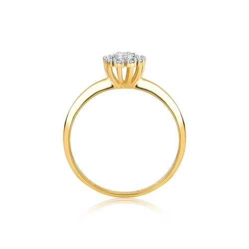 Anel Chuveiro em ouro 18k flor com 10pts de Diamantes
