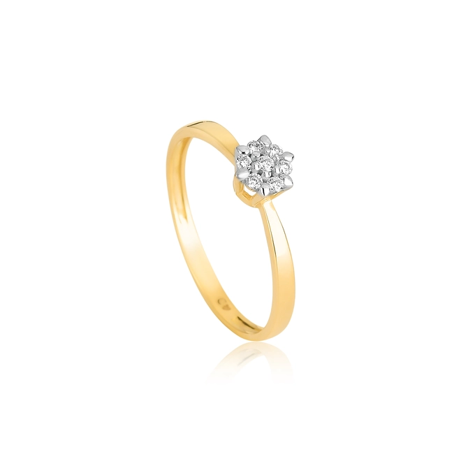 Anel chuveiro em ouro 18k flor com 7,5pts de Diamantes 1