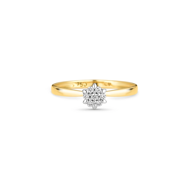 Anel chuveiro em ouro 18k flor com 7,5pts de Diamantes 2