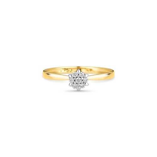 Anel chuveiro em ouro 18k flor com 7,5pts de Diamantes