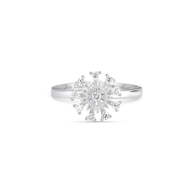 Anel chuveiro em ouro branco 18k flor com 25,5pts de Diamantes 2