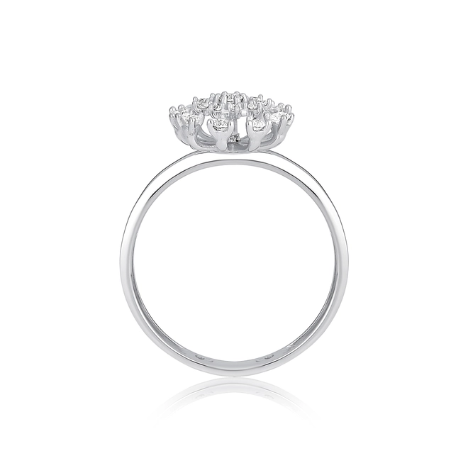 Anel chuveiro em ouro branco 18k flor com 25,5pts de Diamantes 3
