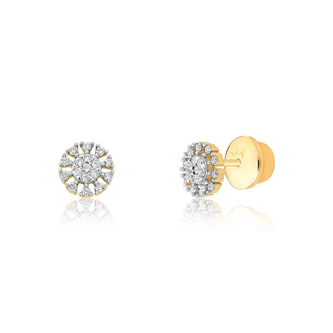 Brinco Stud chuveiro ouro 18k flor com Diamantes (20PTS) 1