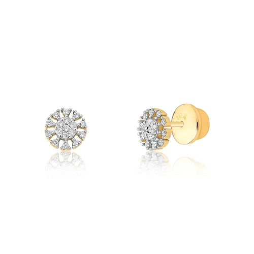 Brinco Stud chuveiro ouro 18k flor com Diamantes (20PTS)