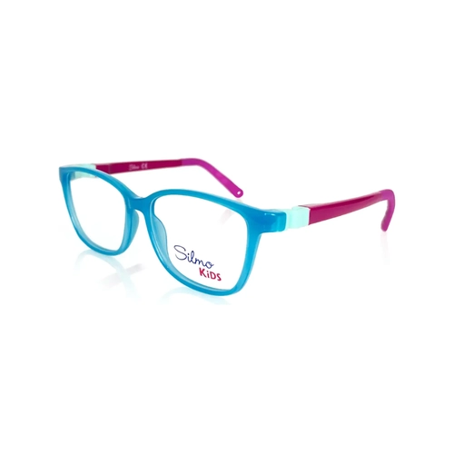 Óculos de Grau Infantil Silmo Kids SK-3106 TEAL 50 Silicone Azul e Rosa